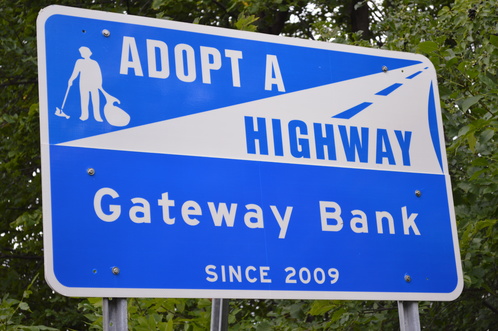 Gateway Bank's adopt a highway sign