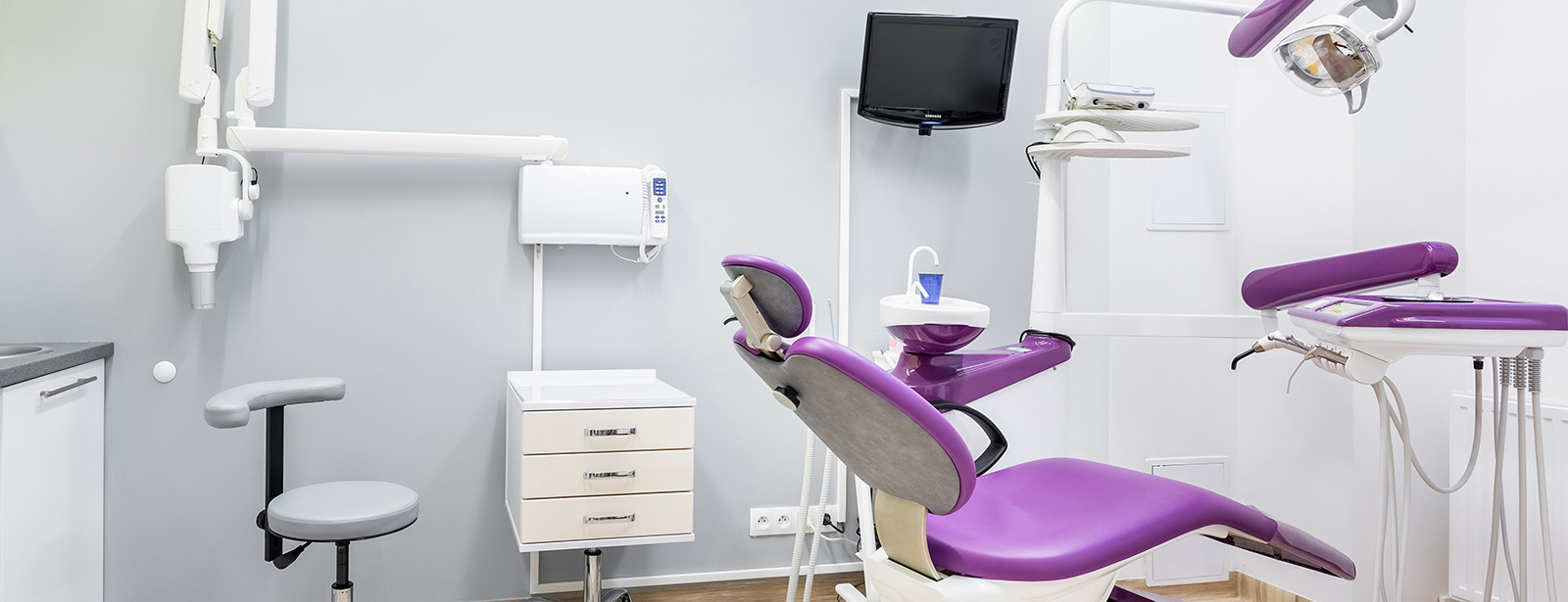image of a purple dental chair