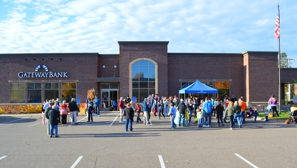 crowd of people gathering at the banks fall festival