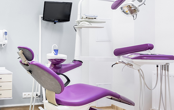 image of a purple dental chair